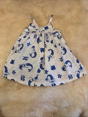 Old Navy White Dress with Blue Mermaid Print